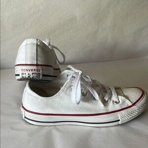 Converse All Star White Sneakers with Red and Blue Accents